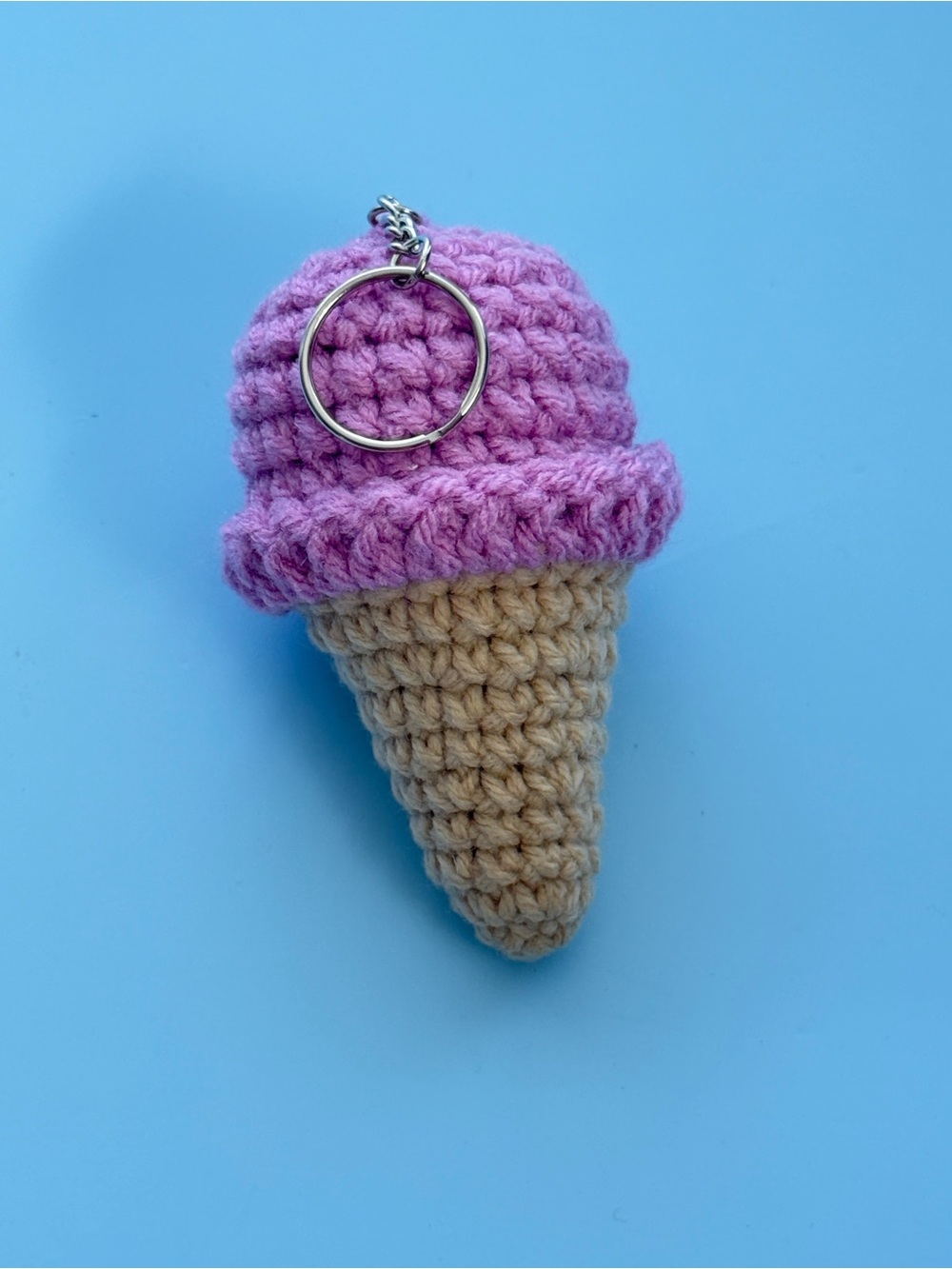 Handmade Lilac Ice Cream Crochet Keychain for Kids